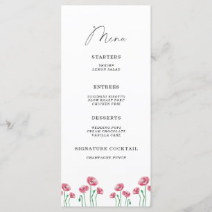 Menú minimalista florido elegante acuarela