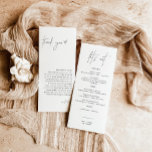Menú minimalista   Nota de agradecimiento, servill<br><div class="desc">Este hermoso menú Boda Gracias Nota incluye caligrafía escrita a mano con un diseño moderno minimalista - un acento perfecto para su boda o evento especial. Usa este menú y gracias tarjeta para cualquier ocasión, ya sea tu boda, novia o ducha de bebé, fiesta de compromiso, fiesta de retiro... ¡lo...</div>