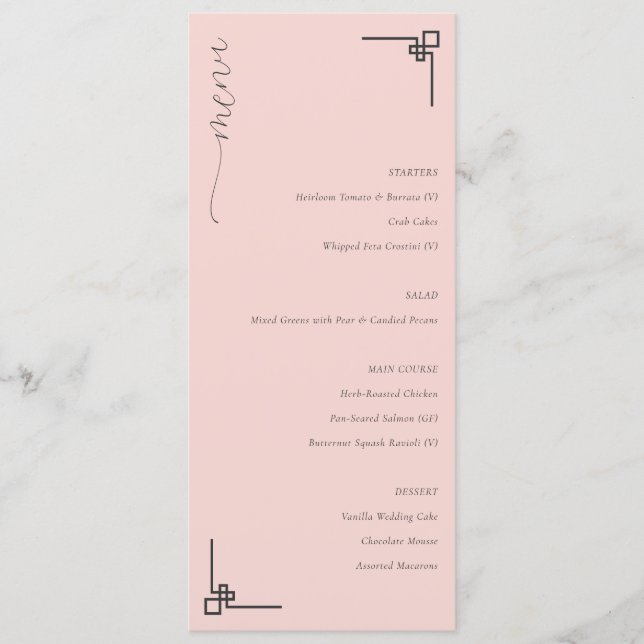 Menú Minimalista Rosa Elegante (Anverso)