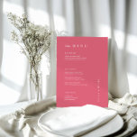 MENÚ MÍNIMO DE Boda PINK LUMINOSO<br><div class="desc">Estas elegantes y modernas tarjetas de menú boda o de menú para la cena presentan un sencillo fondo de PINK y un diseño de texto en blanco. Añada sus iniciales o su monograma para hacerlas completamente propias.</div>
