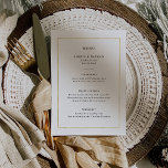 Menú Mínimo moderno | Faux Gold Border Boda<br><div class="desc">Este moderno y elegante menú de bodas presenta un sencillo texto negro sobre un fondo blanco,  con un falso marco dorado.</div>