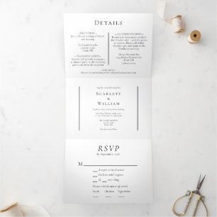 Menú Mínimo Simple Y Moderno Boda RSVP Todo En Uno