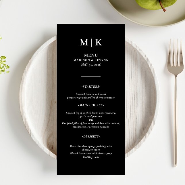 Menú Mínimo y Moda | Boda blanco y negro (Subido por el creador)