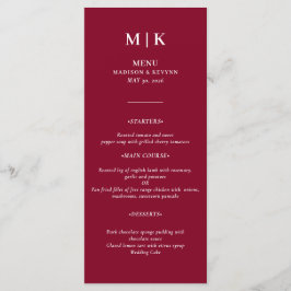 Menú Mínimo y Moda | Boda Borgoña y Blanco