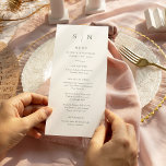 Menú Mínimo y Moda | Boda verde y blanco sabio<br><div class="desc">Estas elegantes y modernas tarjetas de menú boda o de menú para la cena presentan un sencillo diseño de texto en blanco y verde sabio que rebosa de estilo minimalista. Añada sus iniciales o su monograma para hacerlas completamente propias.</div>