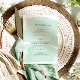 Menú Mint Green Watercolor Gold