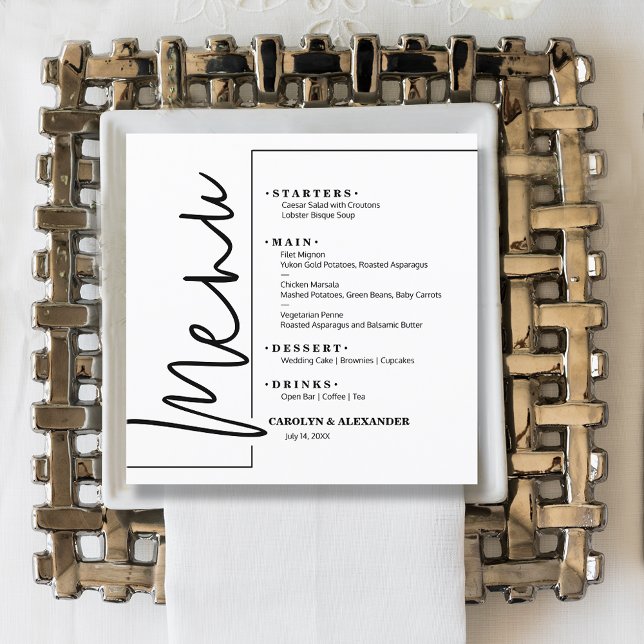 Menú Moda blanca (Chic square white menu cards)