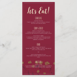 Menú Moda boda Moderno Elegante Vino Rojo Simple