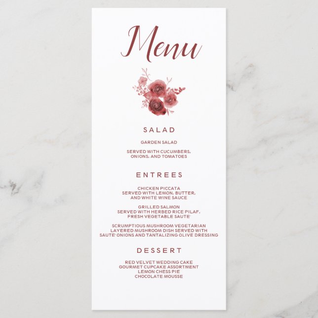 Menú Moda Burgundy Floral (Anverso)