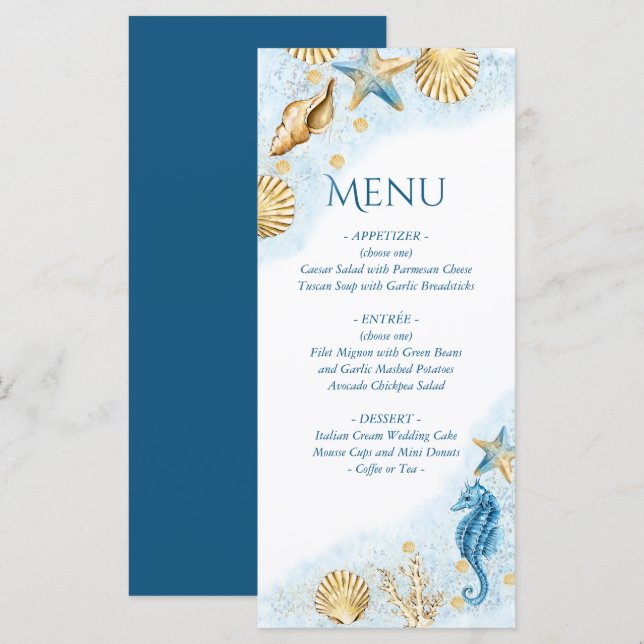 Menú Moda costera | Arrecife de coral moderno (Anverso / Reverso)