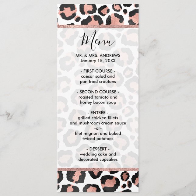 Menú Moda moderna Rosa negro Relieve metalizado dorado  (Anverso)
