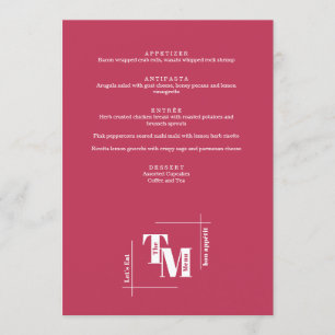 Menú Moda moderna Viva Magenta Boda mínimo Gracias