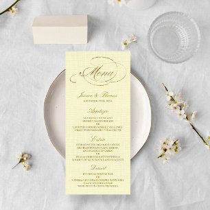 Menú Moda Relieve metalizado dorado falso Boda plantill
