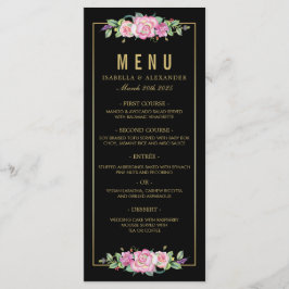 Menú Moda rosas rosadas y Boda de bandas negras de oro