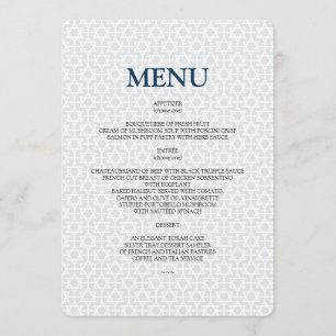 Menú modelado delicado de Mitzvah de la barra/del