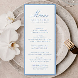 Menú Modern Blue Border Wedding
