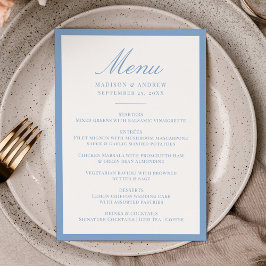 Menú Modern Blue Border Wedding