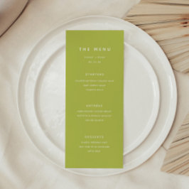 Menú Modern Bright Lime Green Wedding
