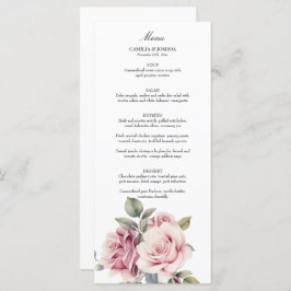 Menú Modern Chic Elegant Romantic Pink Rose Wedding