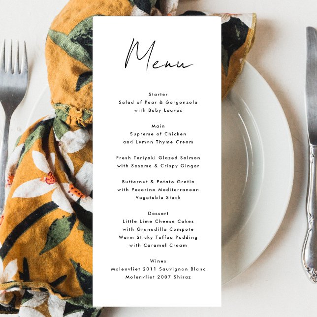 Menú Modern Custom Names Black White Event (Subido por el creador)