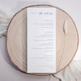 Menú Modern Dusty Blue Minimalist Handwriting Wedding