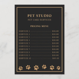 Menú Modern Luxury Black Golden Paw Pet Care Pricing