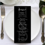 Menú Modern Minimalist Black and White Monogram Wedding<br><div class="desc">Add a refined touch to your reception table with the Modern Minimalist Black and White Monogram Wedding Menu, designed for couples who appreciate timeless elegance and clean design. Featuring a classic black and white color palette paired with a sophisticated monogram that highlights the couple’s initials, this wedding menu brings a...</div>