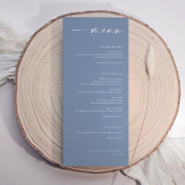Menú Modern Minimalist Elegant Dusty Blue Wedding