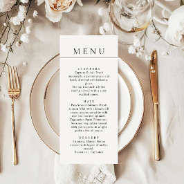Menú Modern Minimalist Simple Black Line Wedding Dinner