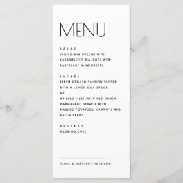 Menú Modern Minimalist Wedding. Simple Clean Typography