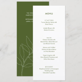 Menú Modern Moss Green Boda Botánico Floral