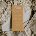 Menú Modern Peachy Colorful Funky Stylish Wedding<br><div class="desc">A colorful retro funky modern peach pink wedding dinner menu. Which features chic template design of boho vintage sweet peach background and pink bold typography .Perfect and matching with the whole suite.</div>