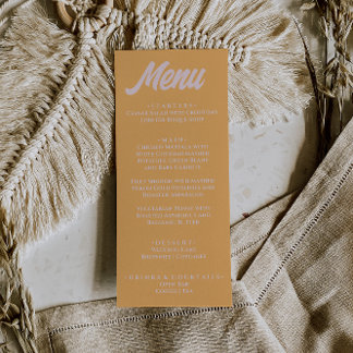 Menú Modern Peachy Colorful Funky Stylish Wedding