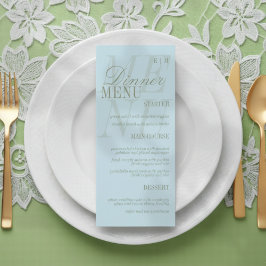Menú Modern Script Citrus Blue Formal Wedding