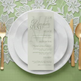 Menú Modern Script Sage Green Formal Wedding