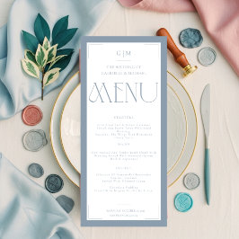 Menú Modern Typography Dusty Blue Save The Date 