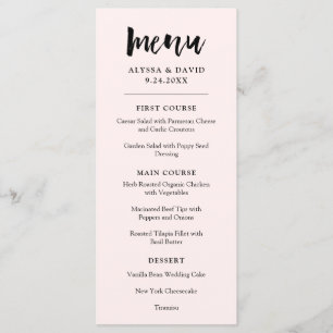 Menú Modern Wish Boda Rosa Rubor