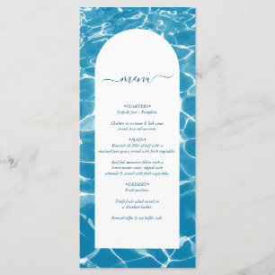 Menú Moderna acuarela Blue Ocean Beach Wedding