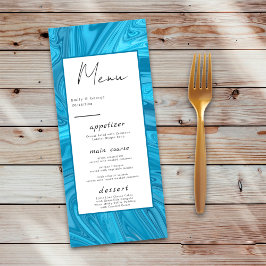 Menú Moderna Boda de resumen de ondas azules de moda y 