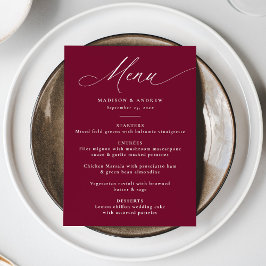 Menú Moderna caligrafía elegante Boda de Borgoña