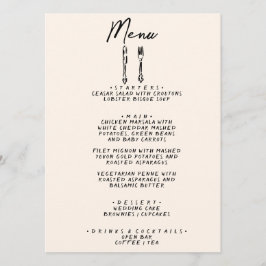 Menú Moderna mano escrita traza retro Boda quirky