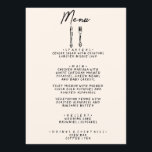 Menú Moderna mano escrita traza retro Boda quirky<br><div class="desc">Un colorido menú retro funky moderno para la cena boda blanco y negro. Que presenta diseño de plantillas de moda de fondo lechoso cremoso y tipografía escrita a mano negra. Con cuchillo de mano y tenedor. Una perfecta y a juego con la suite.</div>