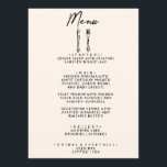Menú Moderna mano escrita traza retro Boda quirky<br><div class="desc">Un colorido menú retro funky moderno para la cena boda blanco y negro. Que presenta diseño de plantillas de moda de fondo lechoso cremoso y tipografía escrita a mano negra. Con cuchillo de mano y tenedor. Una perfecta y a juego con la suite.</div>