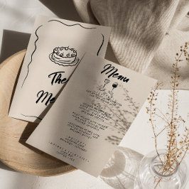 Menú Moderna mano escrita traza retro Boda quirky