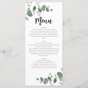 Menú Moderna mínima eucalipto simple y elegante boda m