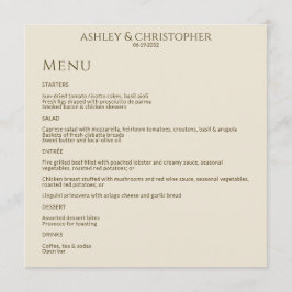 Menú Moderna recepción Mínima de Bronce y Boda de Oro