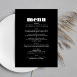 Menú Moderna tabla negrita Boda blanco negro<br><div class="desc">Este diseño es parte de una colección - por favor contáctenme si necesitan algún material de papelería adicional Este diseño moderno es minimalista, pero lúdico, con una ubicación perfecta de texto en blanco y negro, lo que resulta en un aspecto limpio y ordenado. Este diseño es de personalizable a otros...</div>
