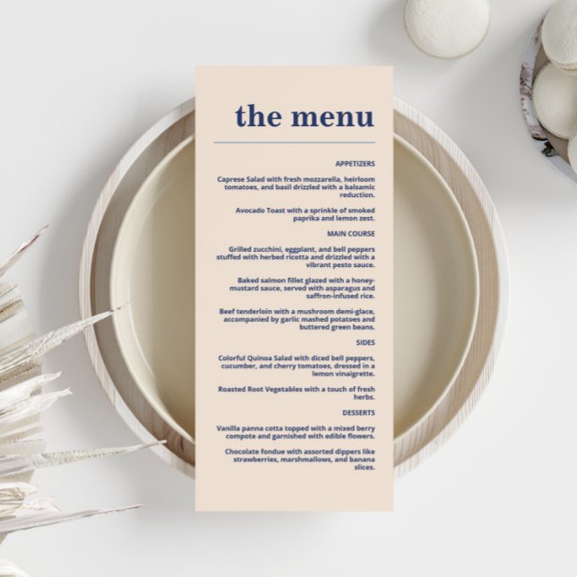 Menú Moderna tipografía audaz Boda Marina Dusty Blue (Subido por el creador)