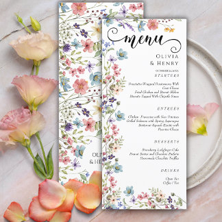 Menú Moderna y elegante Boda de flores silvestres acuát