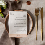 Menú Moderna y elegante Boda de la Perla y el Blanco<br><div class="desc">Carta boda moderna en blanco con fuentes negras y un color de acento beige perla con fuentes de moda.</div>